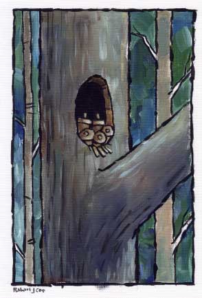 Acorns in a Tree Painting